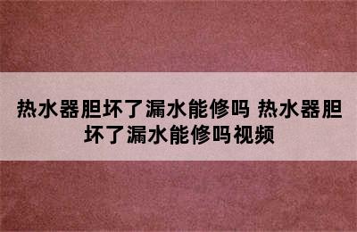 热水器胆坏了漏水能修吗 热水器胆坏了漏水能修吗视频